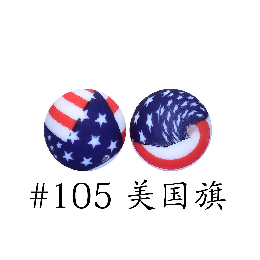 Wholesale 50pcs 16mm Print Silicone Beads Colorful Silicone Water Transfer Beads